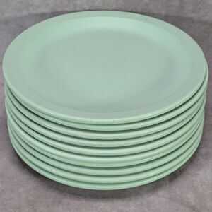 Vintage Dallas Ware P-48 Plates Set of 10 Mint Green Melamine 9" USA FLAWS WEAR
